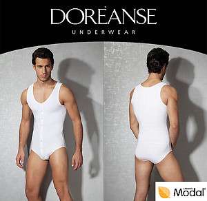 DOREANSE Mens Bodysuit Leotard Underwear with Deep V Neck   S M L XL 
