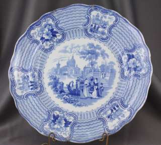 Antique Flow Blue Transferware China Dinner Plate Adams Bologna  