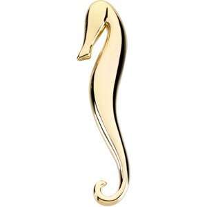  14K Yellow Gold Brooch Sea Horse Pendant/Brooch: Jewelry
