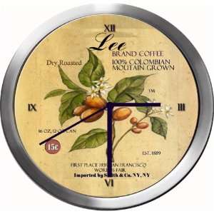  LEE 14 Inch Coffee Metal Clock Quartz Movement Kitchen 
