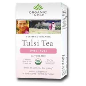 Organic India Tulsi Sweet Rose Tea 18 Bags Per Box 2 Boxes:  
