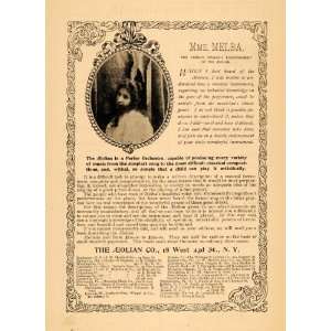  1895 Ad Madam Melba Singer Aeolin Company Piano Music 