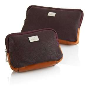   and Genuine Leather 2 Travel Pouches   Bordeaux Wine 