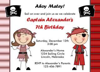 Pirate Boy & Girl Birthday Invitations  