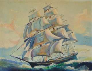   Brownlow (1915 2008) Sailing Galleon Ship Seascape Oil Painting  