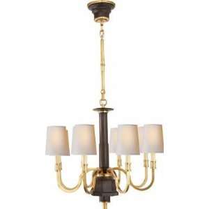 Small Modern Library Chandelier in Dark Walnut with Natural Paper 