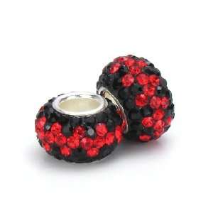 Bella Fascini Black & Candy Apple Red Vines Crystal Pave Beads, Made 