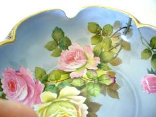 Noritake hand painted bowl with gold accents and roses   lobed form 