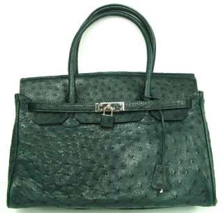 100 % genuine guaranteed ostrich leather handbag in green design front