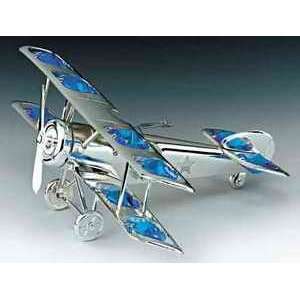 Airplane Silver Plate Swarovski Crystal Ornament Figure:  