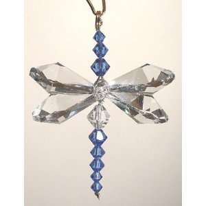  Swarovski Crystal Dragonfly Ornament   Clear and Sapphire 