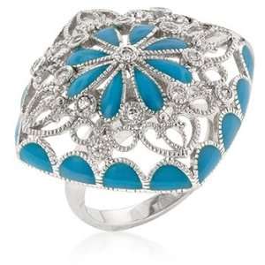  Big French Victorian with Blue Enamel CZ Ring Jewelry