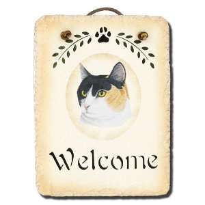   in Maine Stenciled 6x8 Slate Calico Cat Welcome Sign: Home & Kitchen