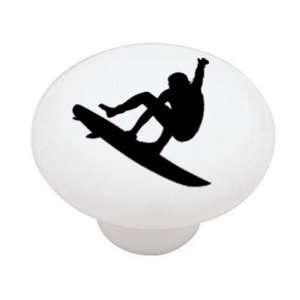 Surfer Silhouette High Gloss Ceramic Drawer Knob