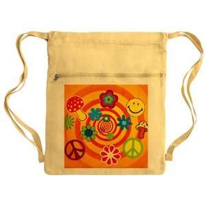   Bag Sack Pack Yellow 70s Spiral Peace Symbol 
