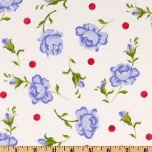  44 Wide Rose Cottage Roses Blue/White Fabric By The Yard 