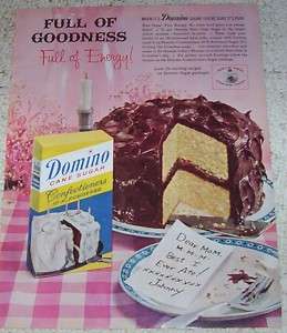 1962 ad Domino Sugar cake frosting energy pink PRINT AD  
