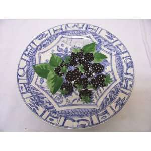  Gien Oiseau Bleu Fruits Dessert/Salad Plate, Blackberries 