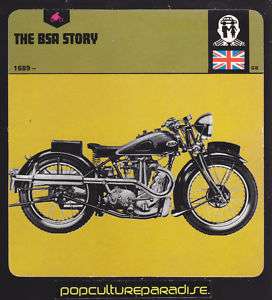BSA MOTORCYCLE HISTORY PICTURE CARD 1935 BSA Blue Star  