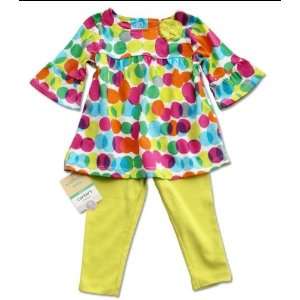   Green Polka Dot Cotton Knit Top and Legging Pant Set (6 Months): Baby
