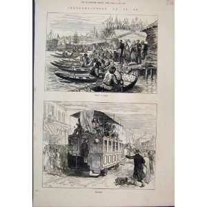  1877 Hiring Caique Tram Car Dog Horses Old Print