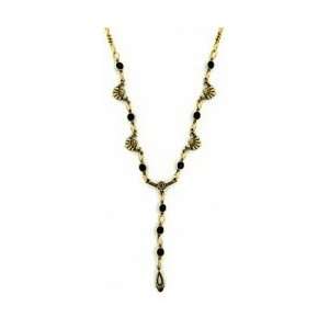  Jet Austrian Crystal Antique Style Y necklace Womens 