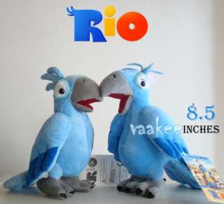 2PCS The Movie Rio Stuffed Animal BLU & JEWEL Bird 8.5 Plush Toys 
