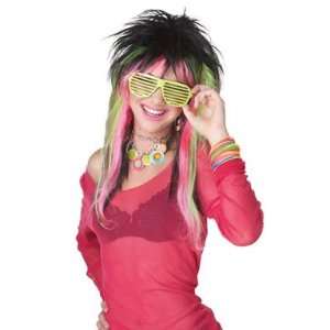  Black/Lime Rave Club Kid Wig for Halloween Costume: Toys 