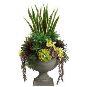  36Hx21Wx21L Sansevieria/ Succulents/Cymbidium in Metal Urn 