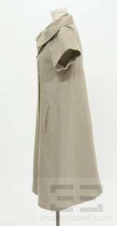 Isabel Toledo Beige Linen Short Sleeve Snap Button Dress Size 8  