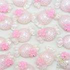 10 resin white pink dots candy flatback/Butto​n craft