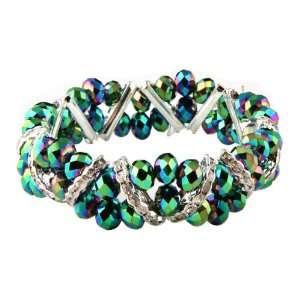  Stretchable Beads and Glass Bracelet   RAINBOW: Jewelry