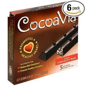 CocoaVia Crispy Chocolate Bars, 5 Count Box of 0.71 Ounce Bars (Pack 