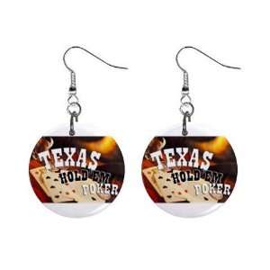 New Texas Hold em Gambling 1 Round Button Dangle Earrings Jewelry 