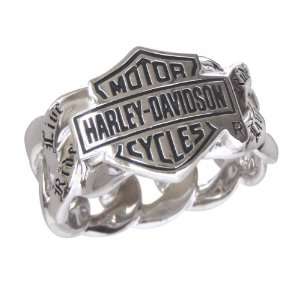   : Sterling Silver Harley Davidson Mens Live To Ride Ring II: Jewelry