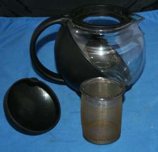 Kitchenware Teapot Black Plastic and Glass Steeper  