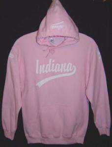 State Of Indiana Hoodie Hooded Sweatshirt Pink Medium  