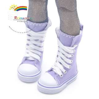 Knee Hi Canvas Sneakers Boots Shoes Purple for MSD Dollfie dolls 
