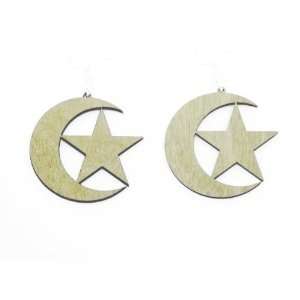  Natural Wood Star and Crescent Islam Symbol Wooden 