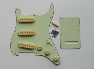 Mint Green Strat Pickguard Back Plate With Cream Pickup Covers Knobs 