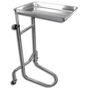   Medical Instrument Stand Removable Tray Rolling Chrome Plated Post