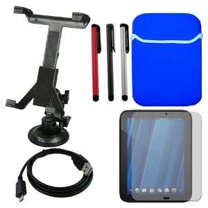 : Premuim Blue/Silver Trim Sleeve Case+HP Touch Pad Tablet LCD Screen 