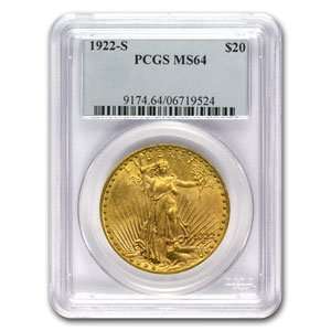  1922 S $20 St. Gaudens Gold Double Eagle MS 64 PCGS: Toys 