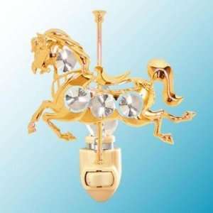   : 24k Gold Carousel Horse Night Light   Clear Swarovski Crystal: Baby