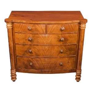  Victorian Bow Front Chest on Turned Legs with Columns 
