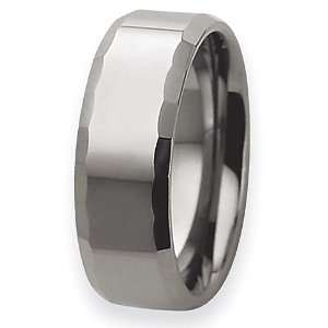  Chisel Tungsten Polished Faceted Beveled Edge Wedding Band 