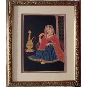  Rani relaxing & enjoying hukka in Palace, Paper Art 