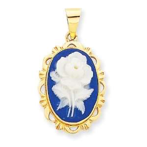  14k Gold 13x18mm Porcelain Cameo Pendant Jewelry