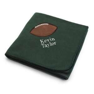  Personalized Football On Forest Green Fleece Blanket Gift 