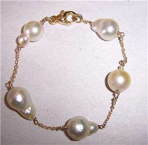 South Sea Baroque Pearl 11MM x 9MM & 18K Gold Bracelet  